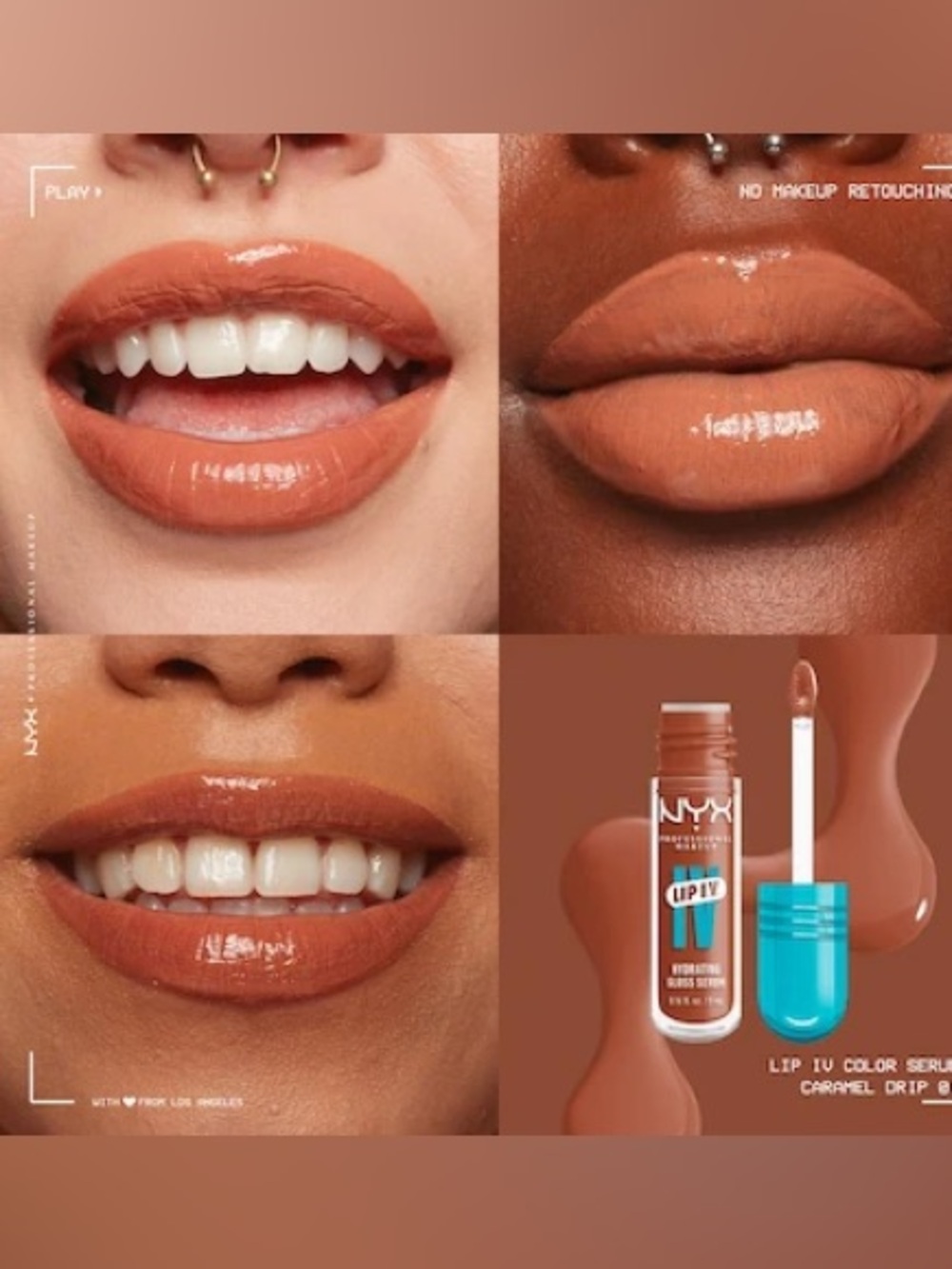 NYX Lip IV Color Serum — Caramel Drip (Warm Brown Gloss)